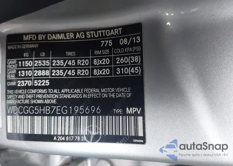 2014 Mercedes-Benz Glk 350 from USA, damaged, VIN WDCGG5HB7EG195696